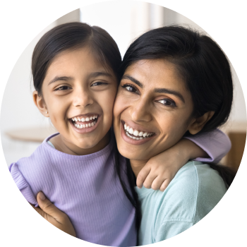 girl and lady smiling